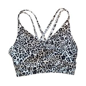 Balance Collection Leopard Print Strappy Sports Bra - White/Black